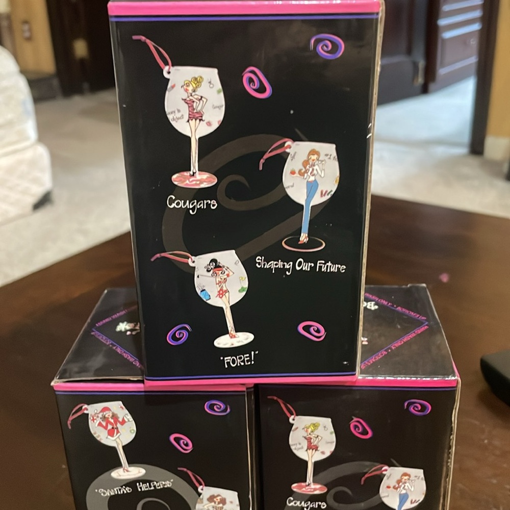 Set of 3 Wine Glass Ornaments